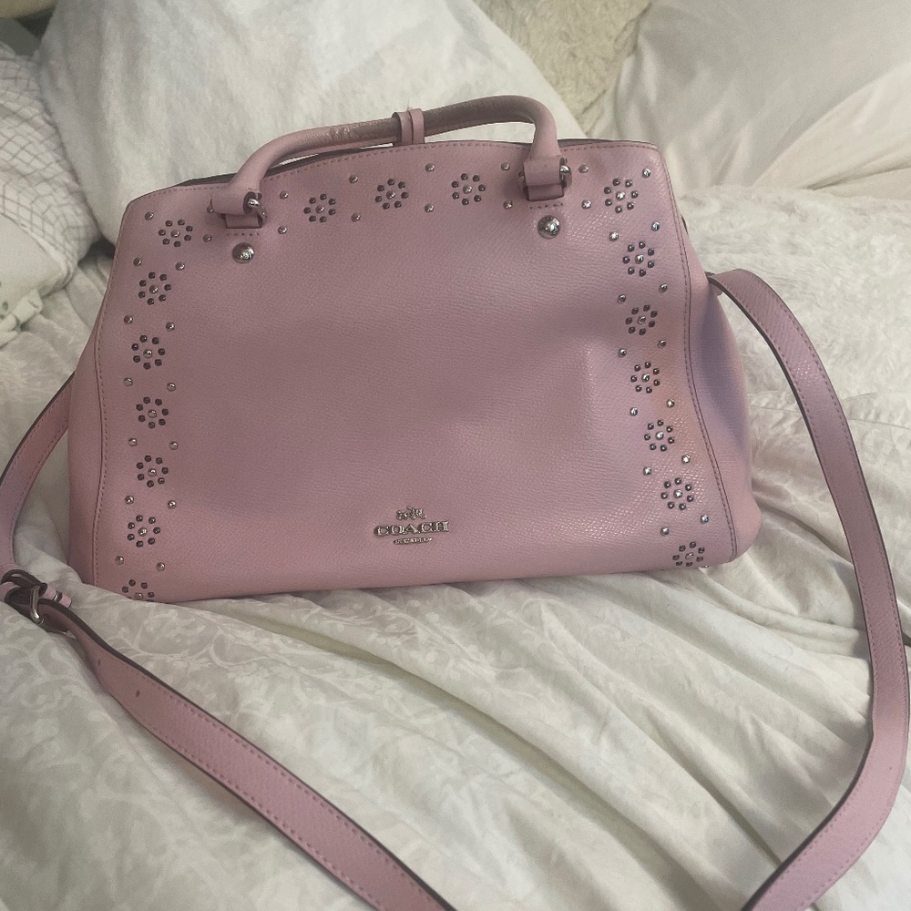 Coach Border Stud Small Margot Carry-All Petal purse